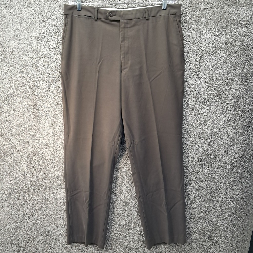 Stafford Performance Mens Classic Fit Dress Pants Brown 38x32 RN54341 Slacks